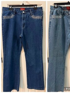 2 pair Azita Jeans Mid-Blue Denim Jeans with Red Label NWOT